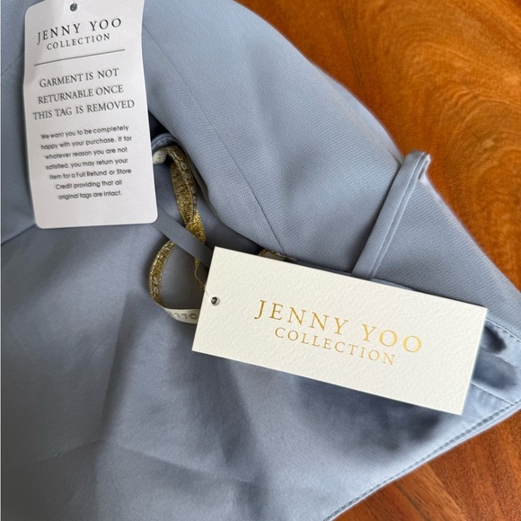 NWT Jenny Yoo Shoshanna Dress Cambray Luxe Chiffon Blue Size 12 - Picture 9 of 10